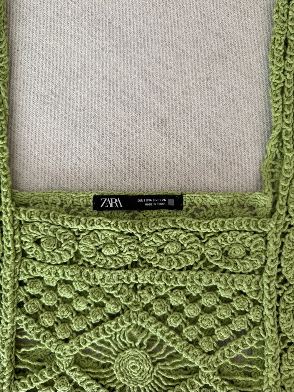 Zara Lime Green Crochet Crop Tank